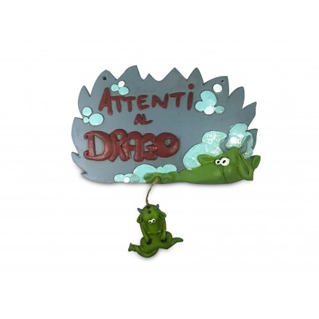 Targhetta con Pendente Attenti al Drago