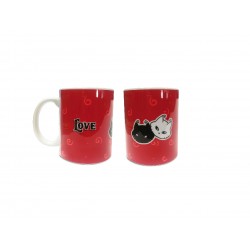 Tazza gatti con sfondo rosso