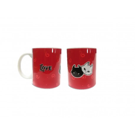 Tazza gatti con sfondo rosso